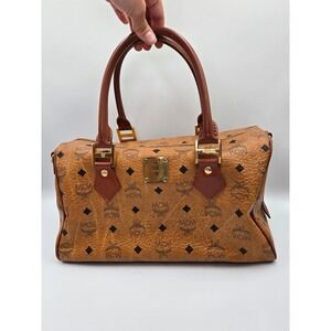 MCM Vintage Boston Satchel Bag Designer Monogram Travel‎ Carry On